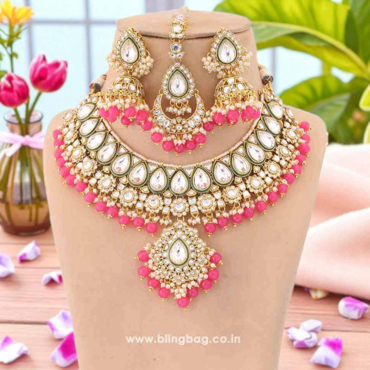 Coral Varuni Kundan Jewellery Set