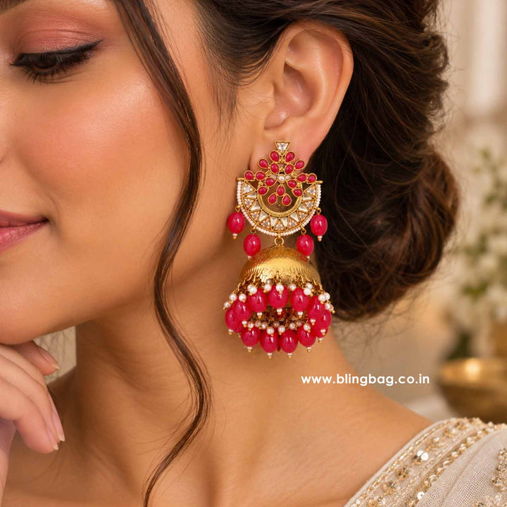 Dark Pink Tez Jhumkis - EOSS