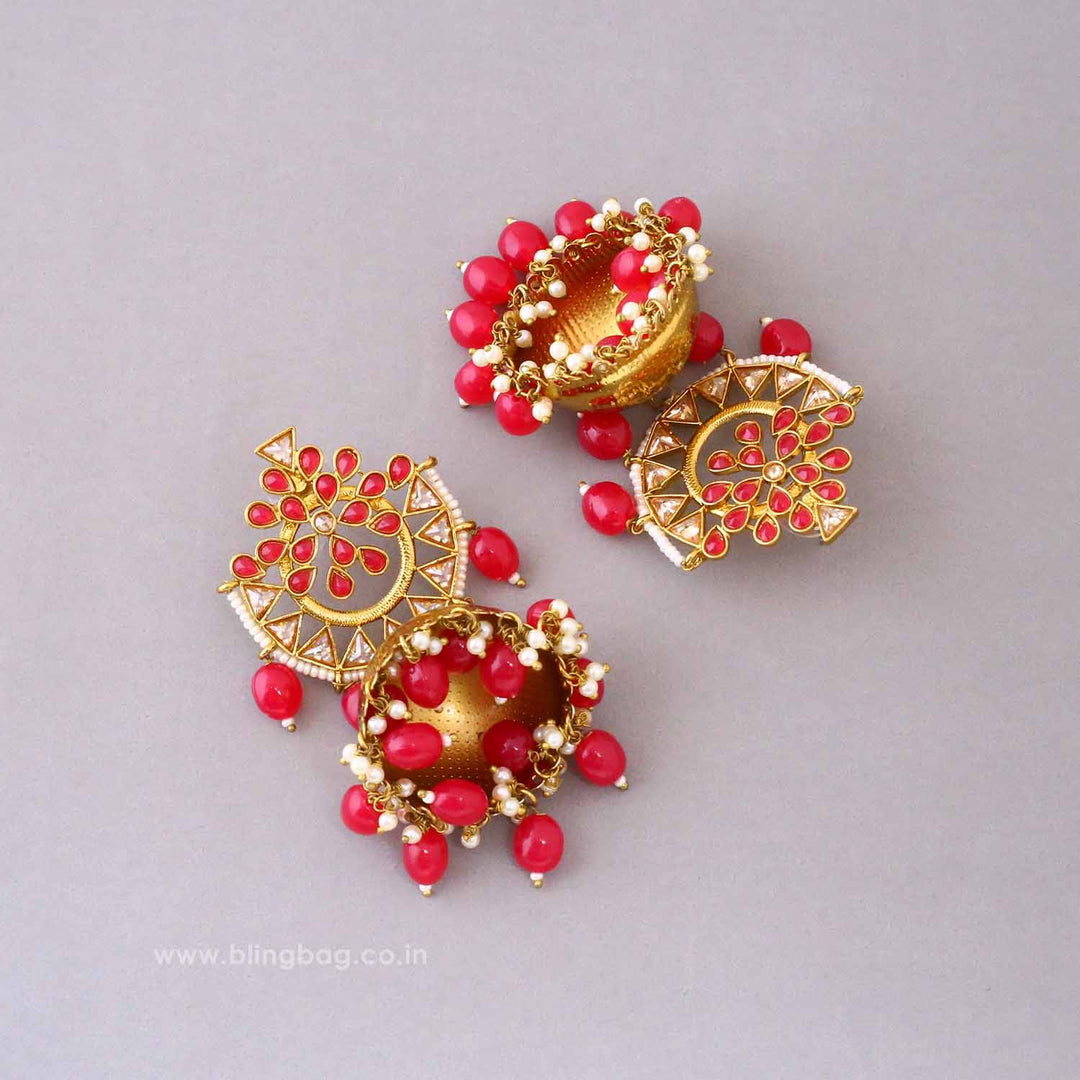 Dark Pink Tez Jhumkis - EOSS