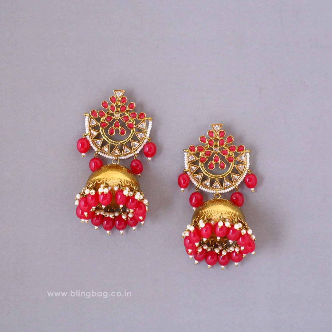 Dark Pink Tez Jhumkis - EOSS