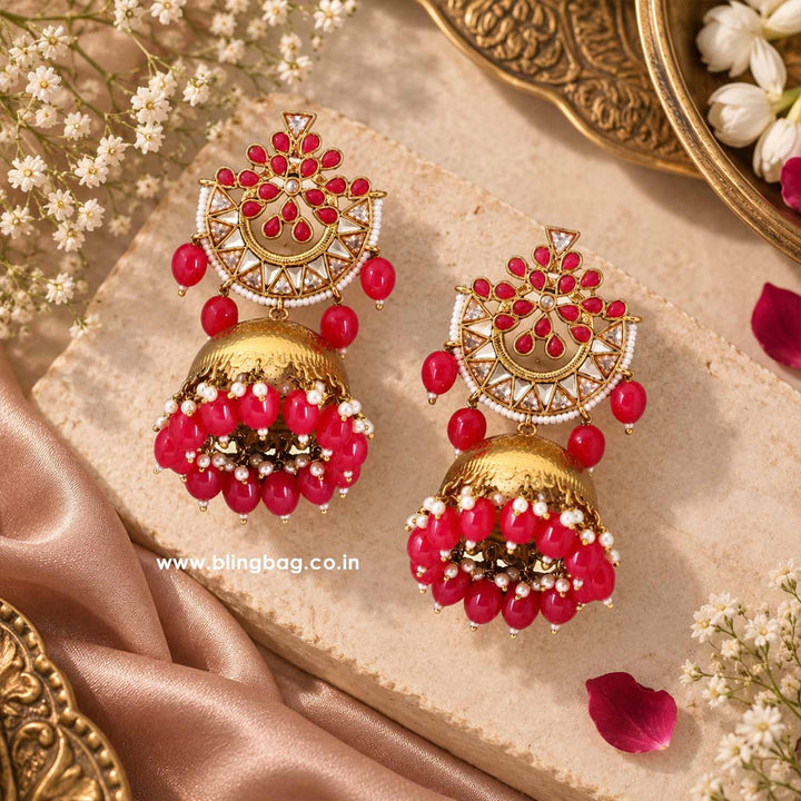 Dark Pink Tez Jhumkis - EOSS
