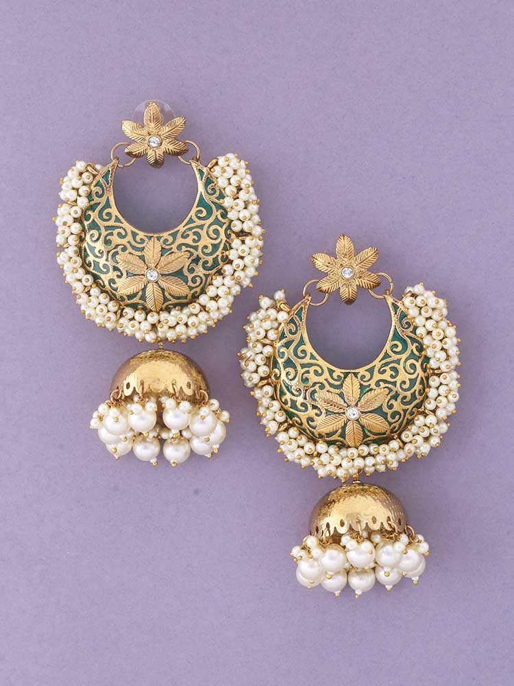 Emerald Aakriti Ethnic Jhumkis