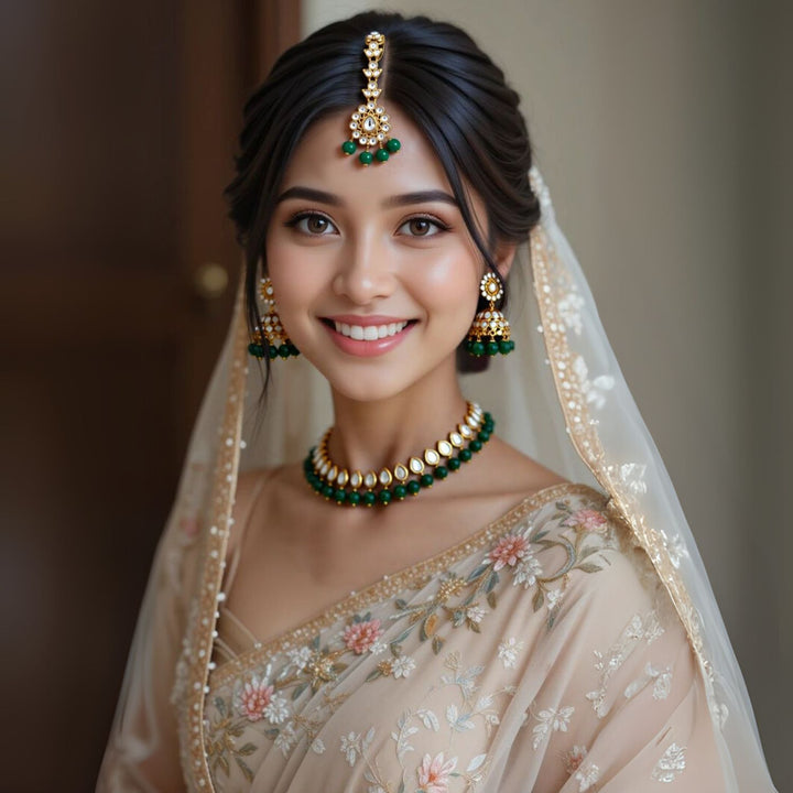 Emerald Aaradhya Kundan Jewellery set