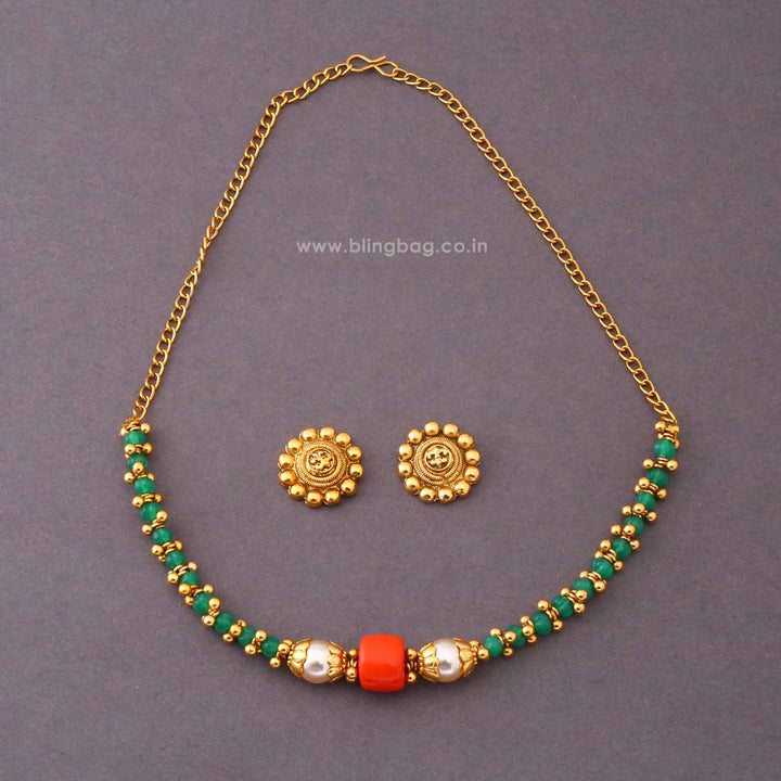 Emerald Aavya Antique Jewellery Set- New Arrival