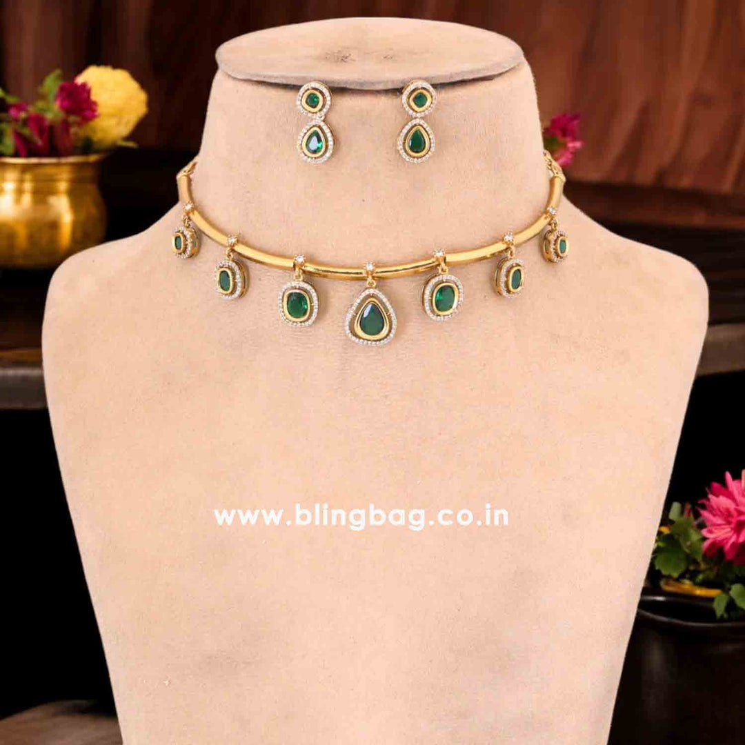 Emerald Abiba Hasli Antique Jewellery Set- New Arrival