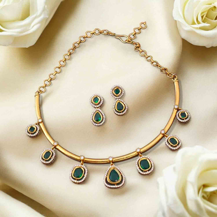 Emerald Abiba Hasli Antique Jewellery Set- New Arrival