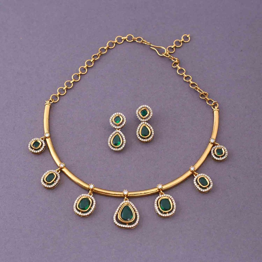Emerald Abiba Hasli Antique Jewellery Set- New Arrival