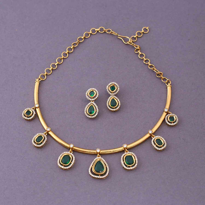 Emerald Abiba Hasli Antique Jewellery Set- New Arrival