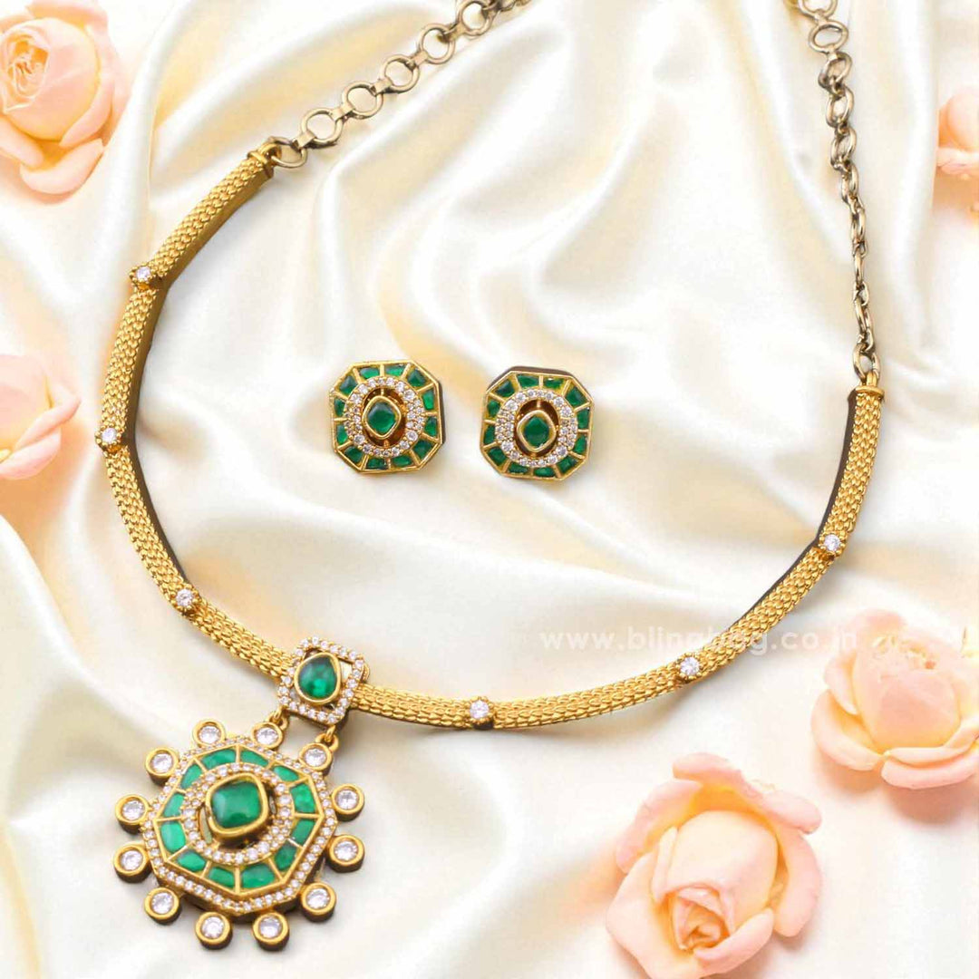 Emerald Agata Hasli Antique Jewellery Set - New Arrival