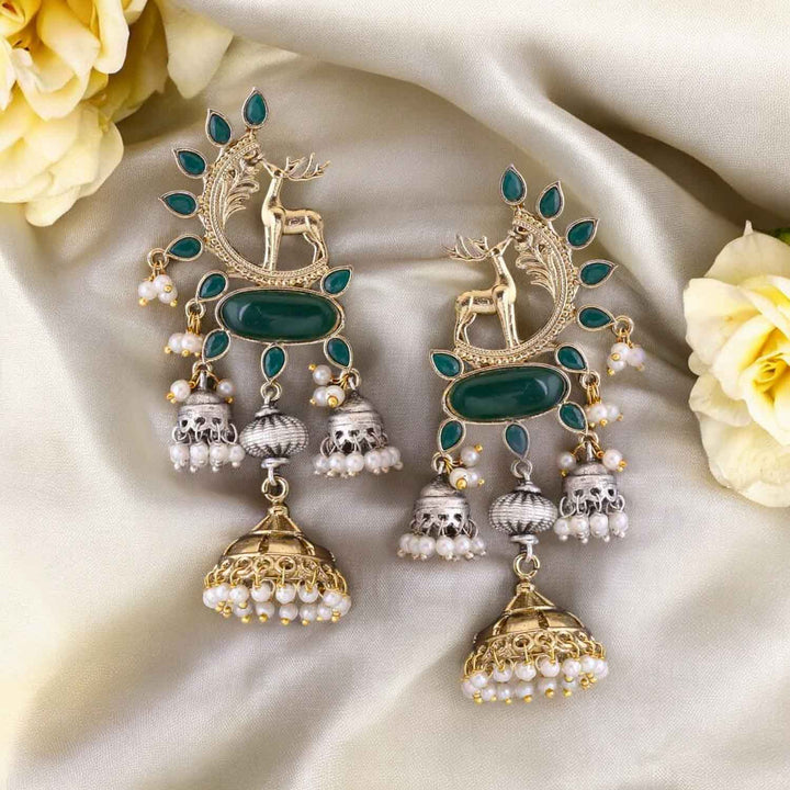Emerald Agnita Oxidised Jhumkis