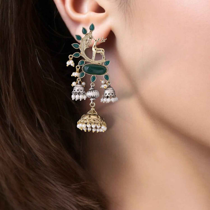 Emerald Agnita Oxidised Jhumkis