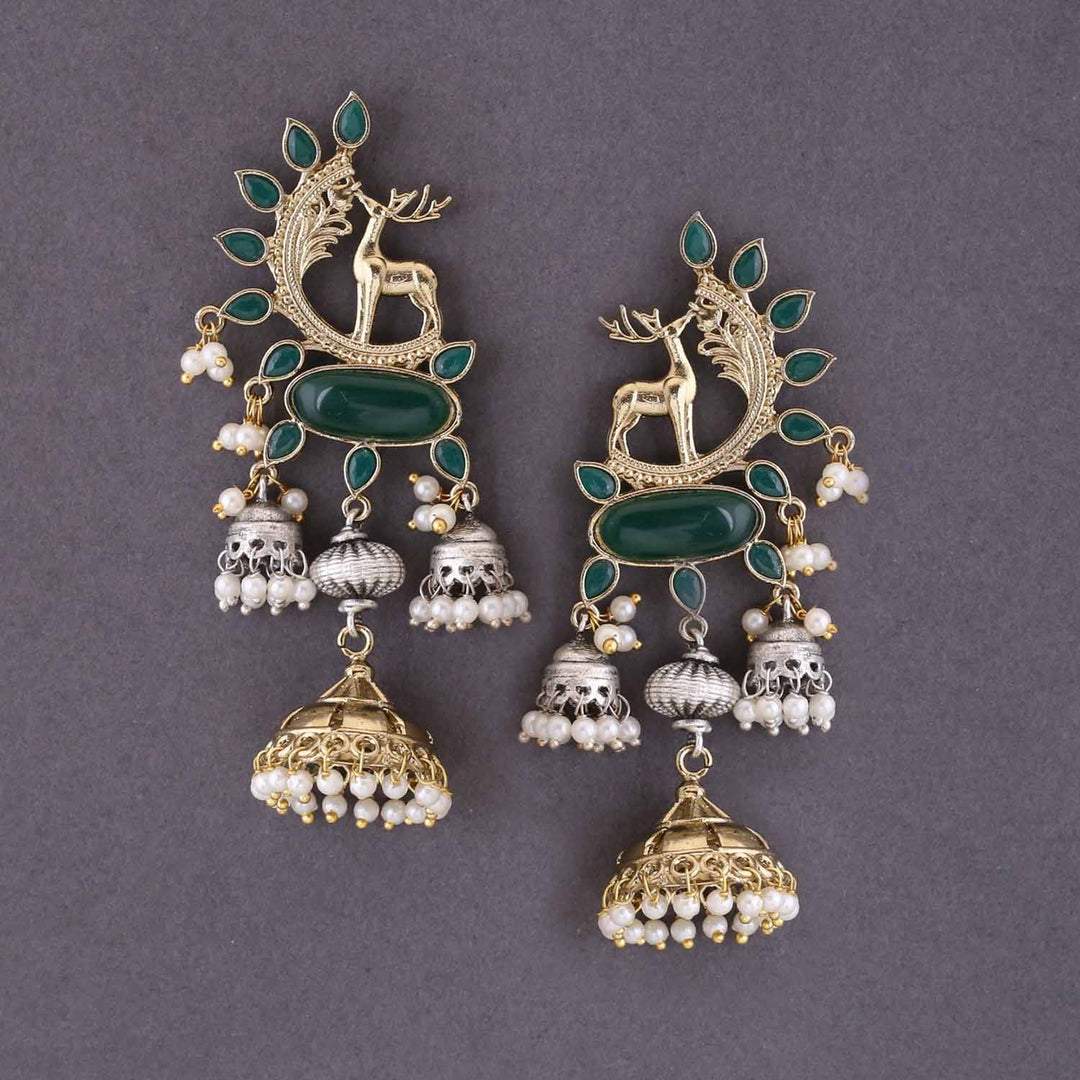 Emerald Agnita Oxidised Jhumkis
