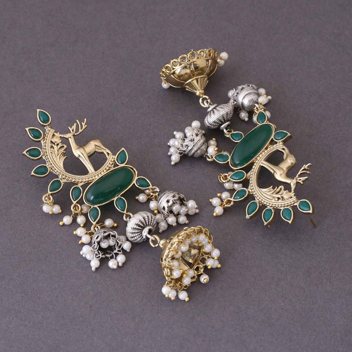 Emerald Agnita Oxidised Jhumkis