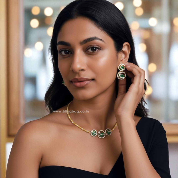 Emerald Agniya Hasli Antique Jewellery Set - New Arrival