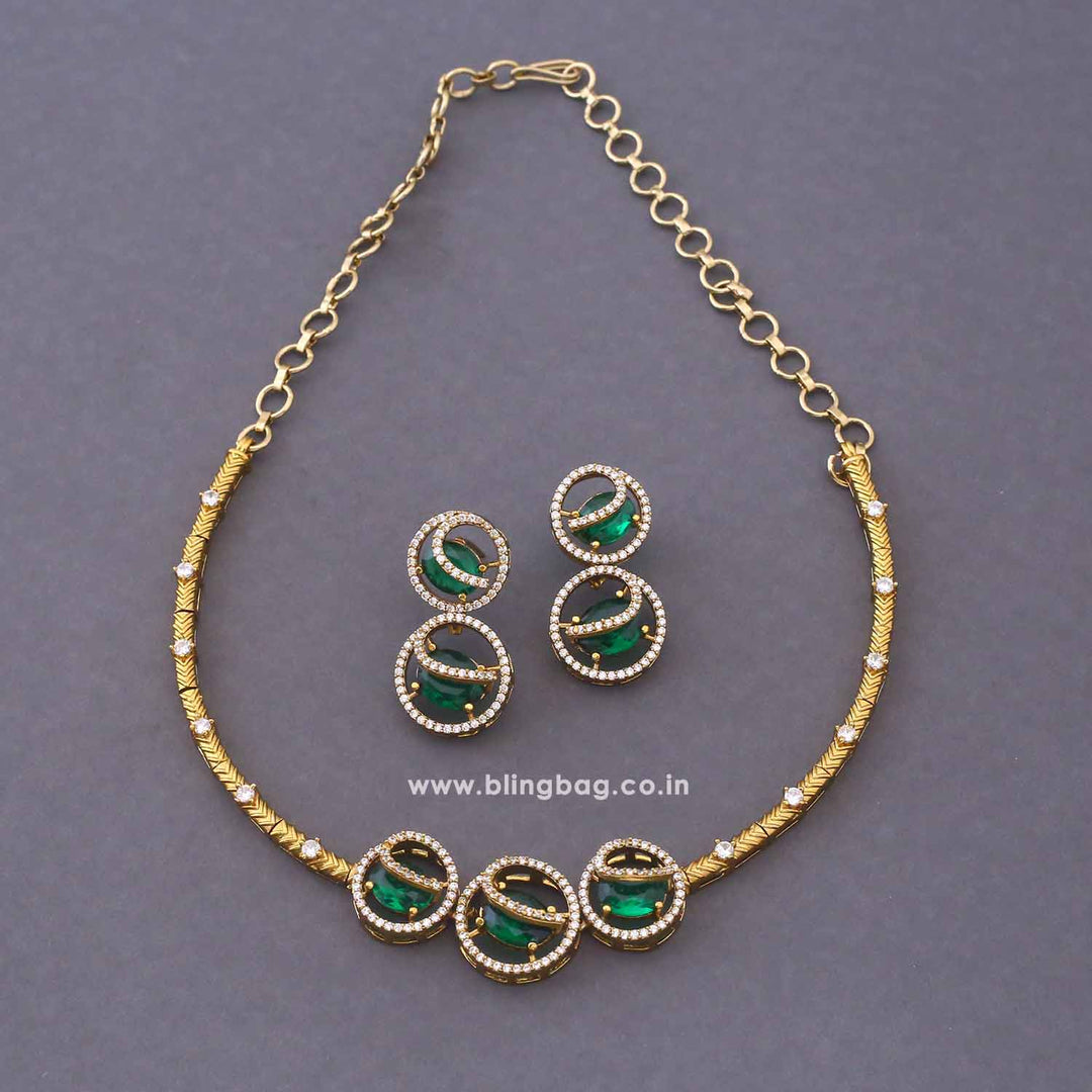Emerald Agniya Hasli Antique Jewellery Set - New Arrival