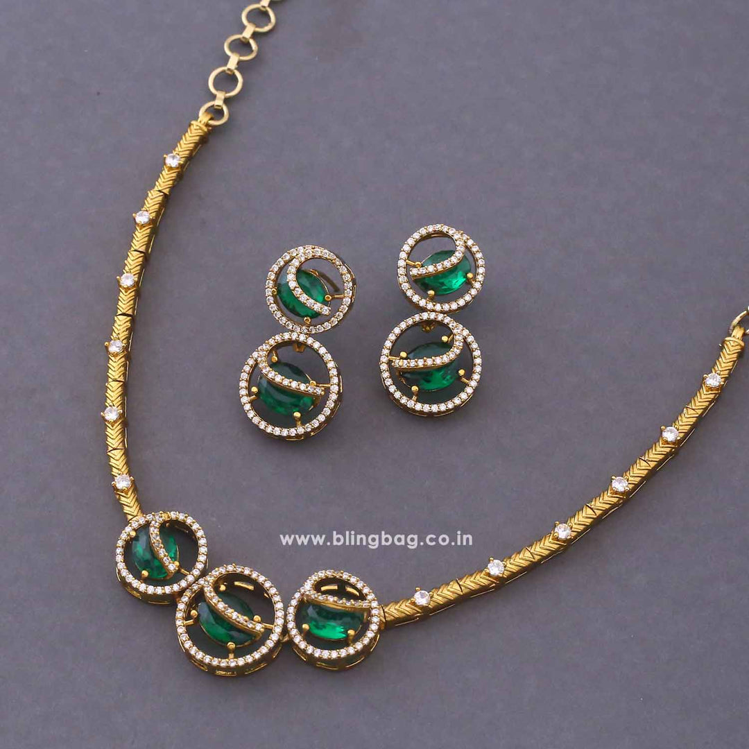 Emerald Agniya Hasli Antique Jewellery Set - New Arrival