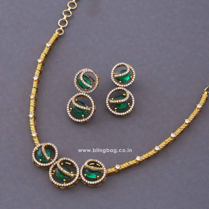 Emerald Agniya Hasli Antique Jewellery Set - New Arrival