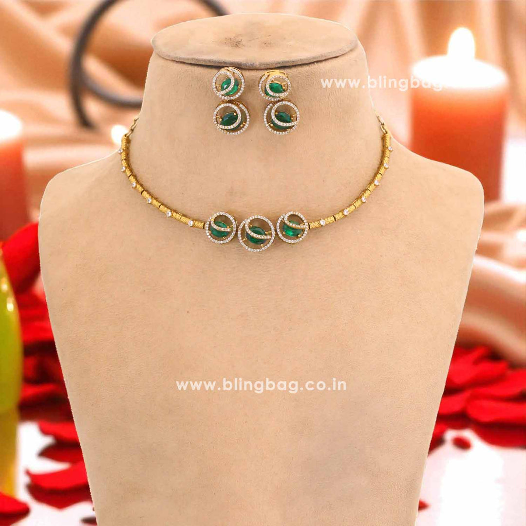 Emerald Agniya Hasli Antique Jewellery Set - New Arrival