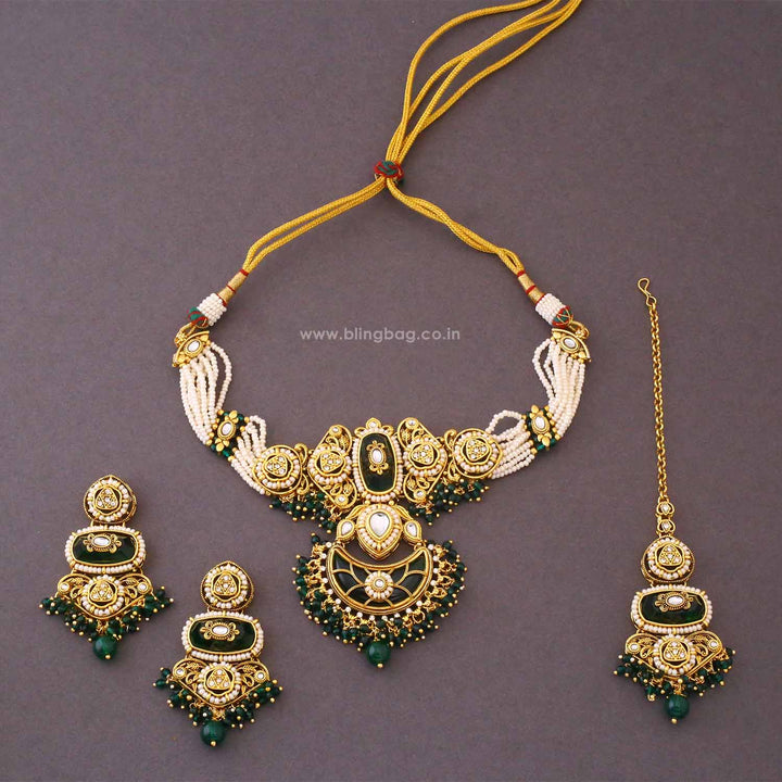 Emerald Ahanvi Kundan Jewellery Set - New Arrival