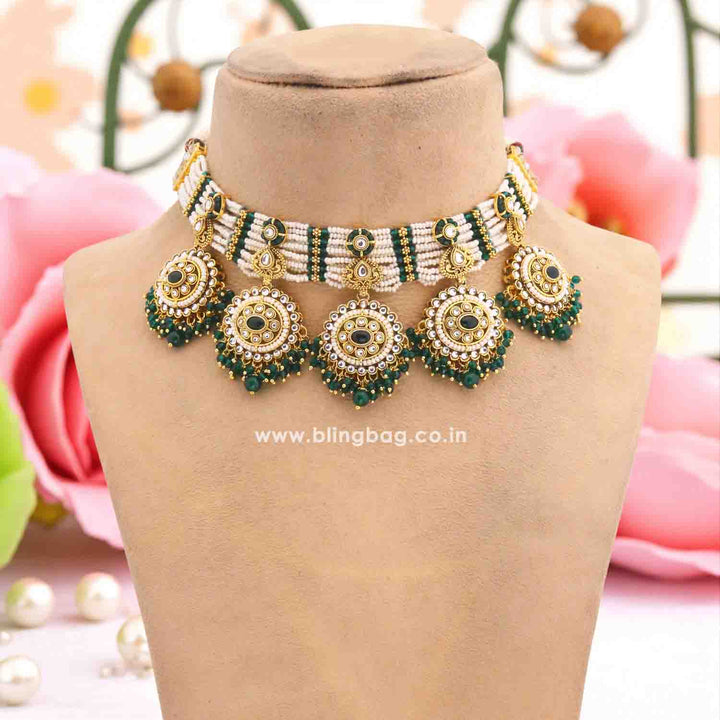 Emerald Ahilya Kundan Jewellery Set