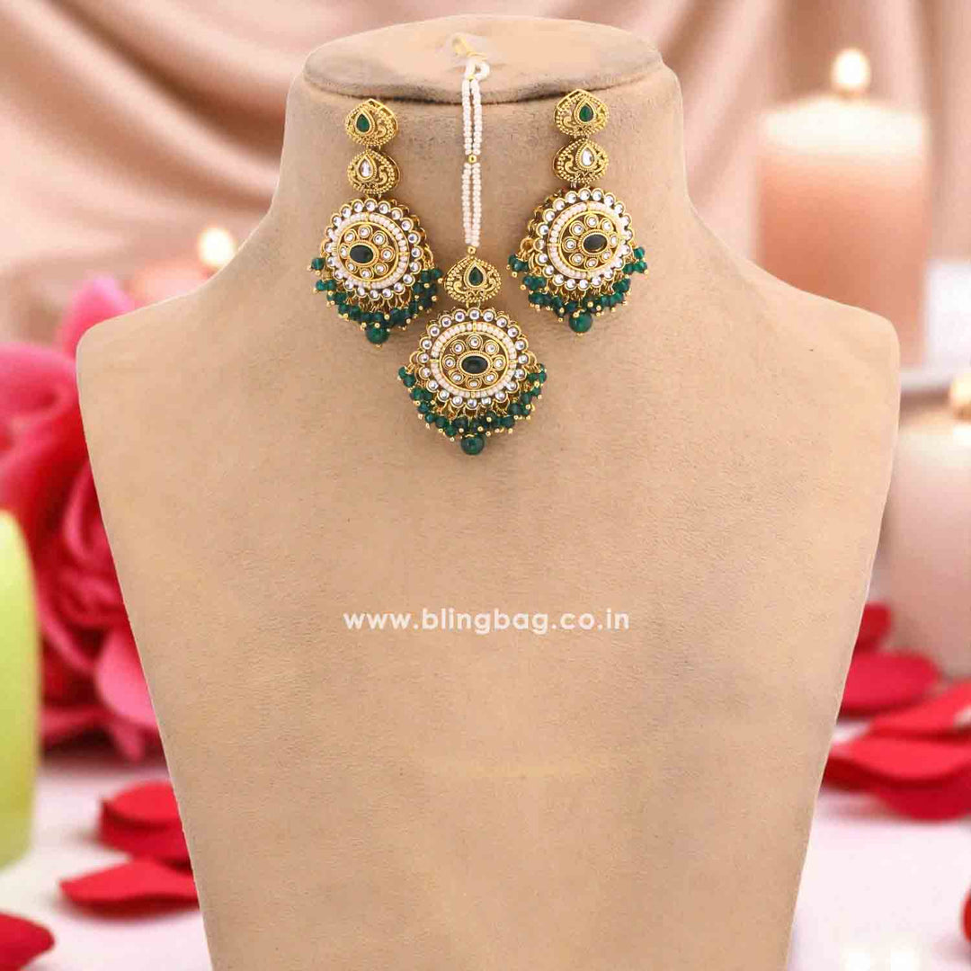 Emerald Ahilya Kundan Jewellery Set