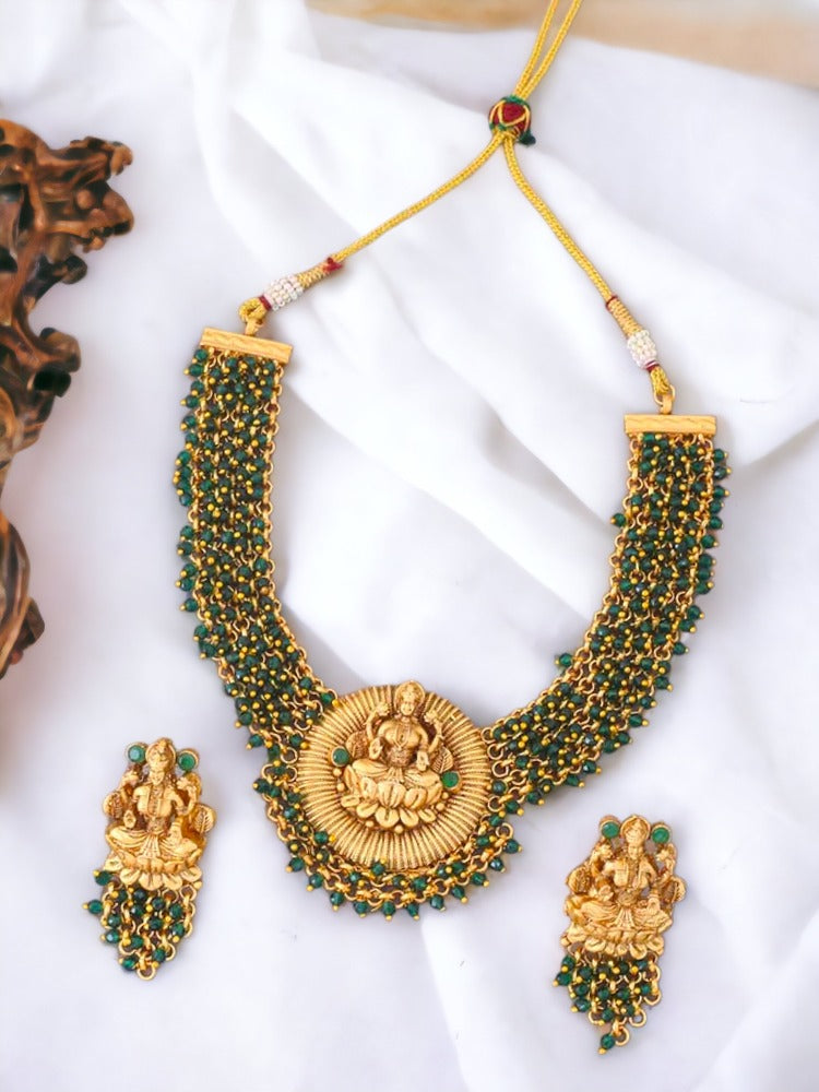 Emerald Airavata Temple Jewellery Set