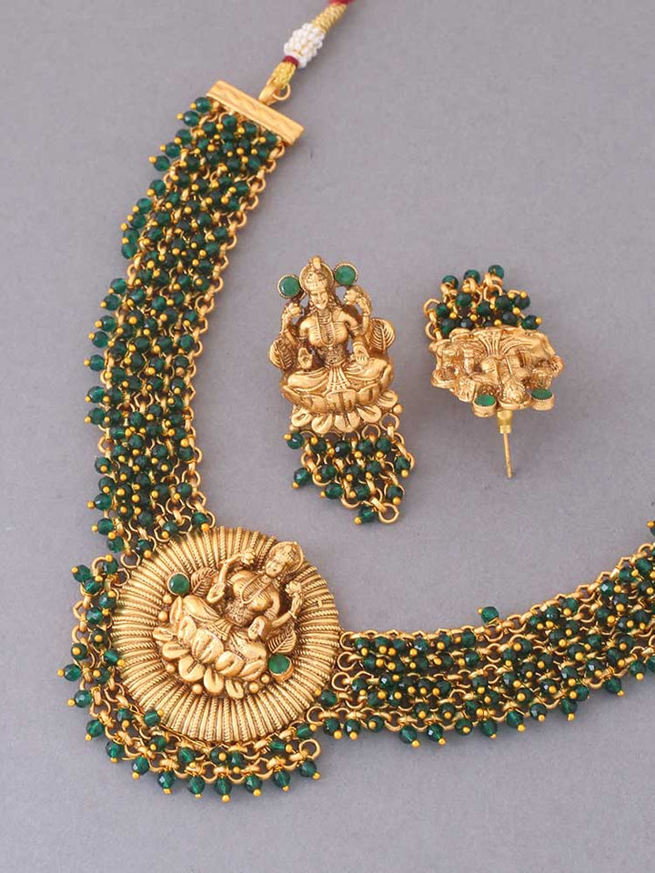 Emerald Airavata Temple Jewellery Set