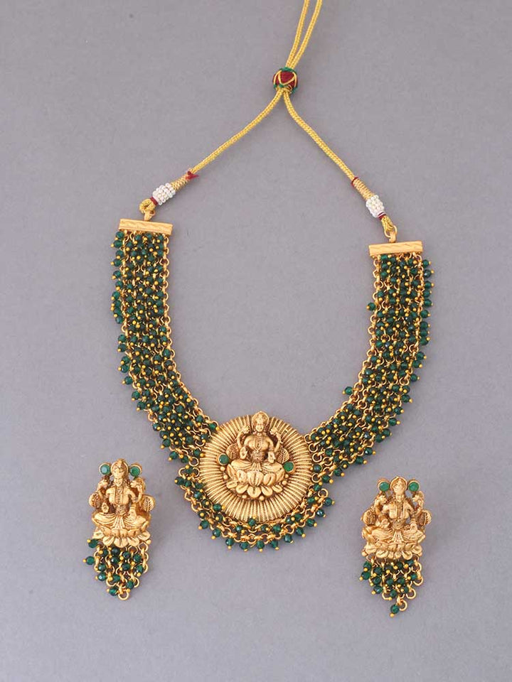 Emerald Airavata Temple Jewellery Set