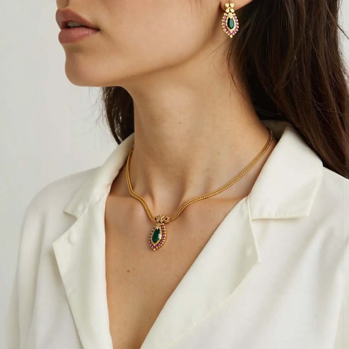 Emerald Aishren Antique Jewellery Set - New Arrival
