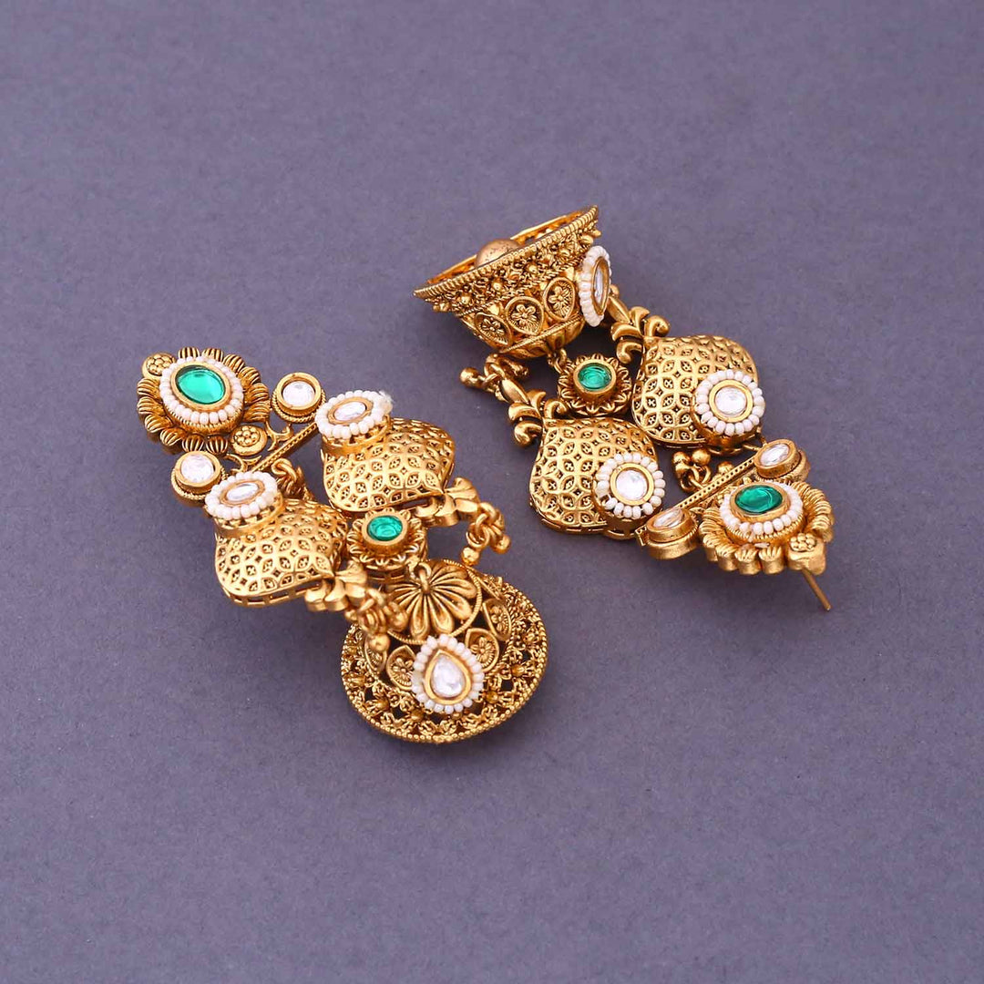Emerald Amayra Temple Jhumkis