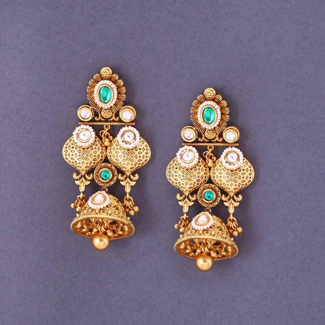 Emerald Amayra Temple Jhumkis