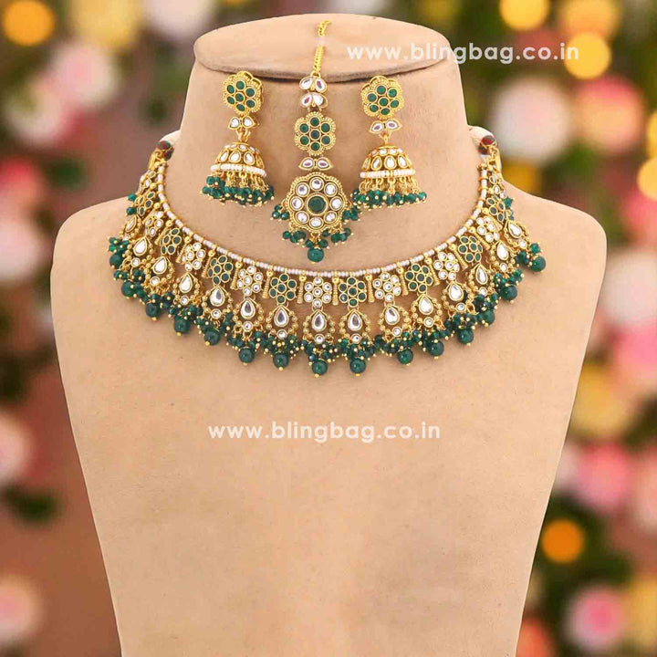 Emerald Amita Kundan Jewellery Set