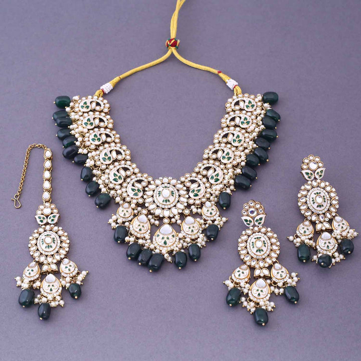 Emerald Anaisa Kundan Jewellery Set