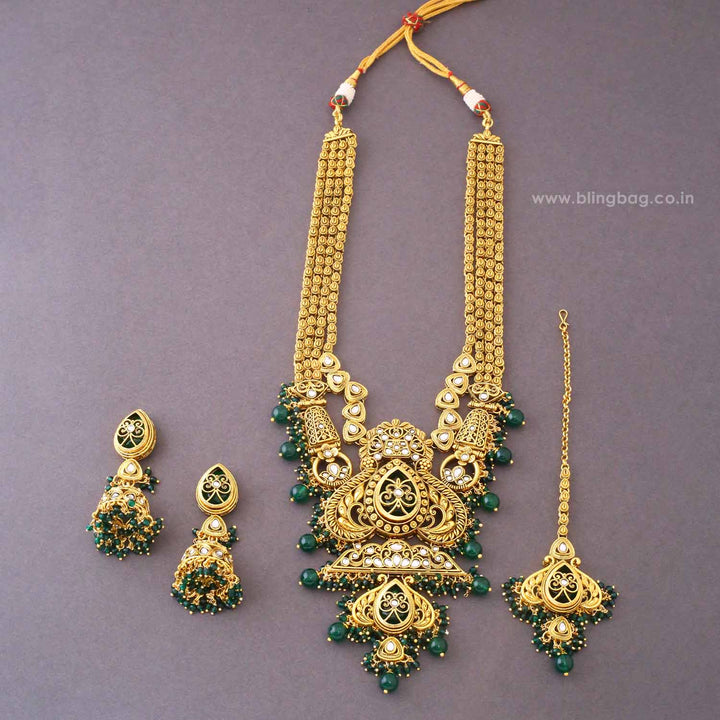 Emerald Anvitha Kundan Jewellery Set - New Arrival