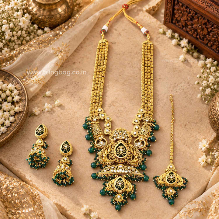 Emerald Anvitha Kundan Jewellery Set - New Arrival