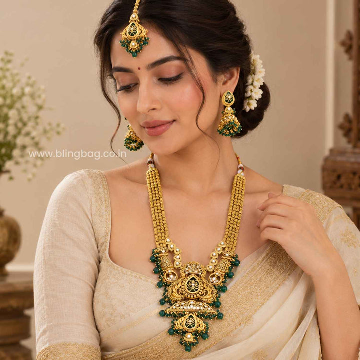 Emerald Anvitha Kundan Jewellery Set - New Arrival