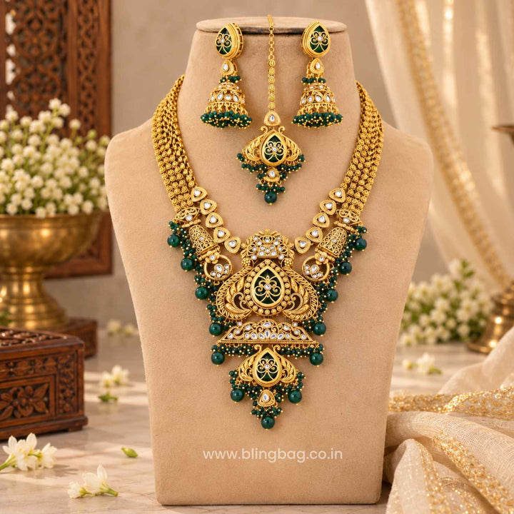 Emerald Anvitha Kundan Jewellery Set - New Arrival
