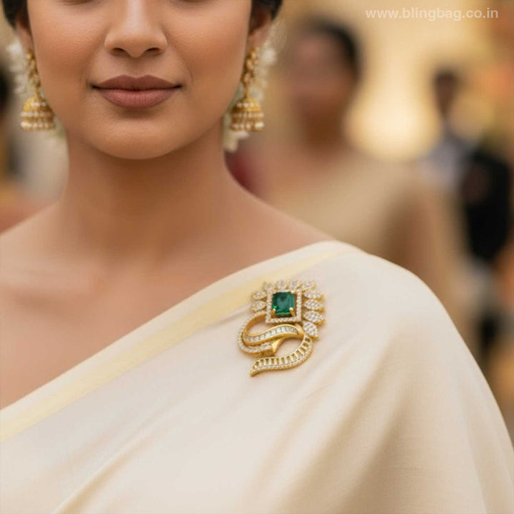 Emerald Aravalli Brooch