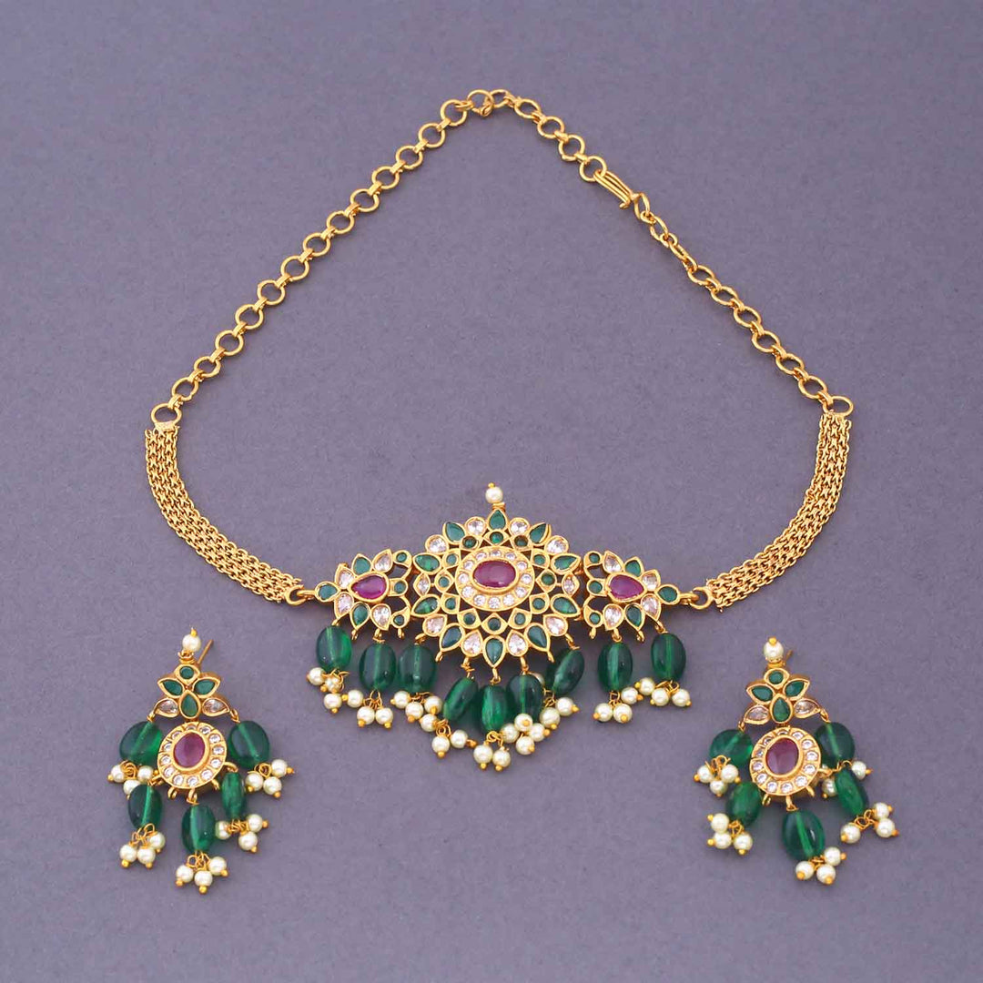 Emerald Aroya Antique Jewellery Set - New Arrival