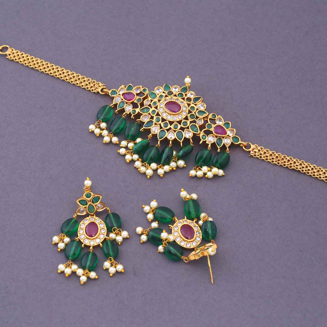 Emerald Aroya Antique Jewellery Set - New Arrival