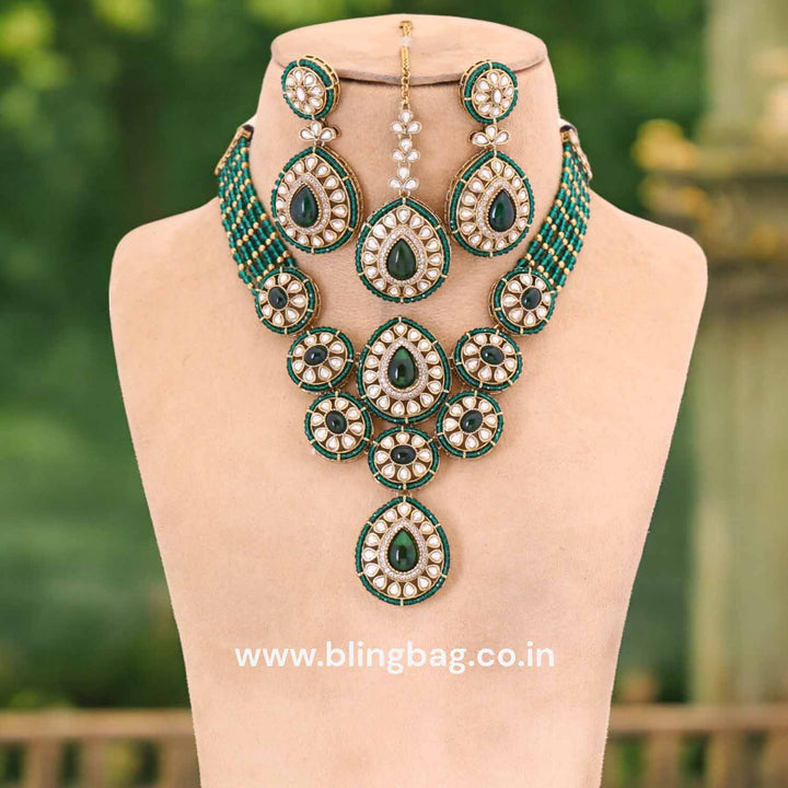 Emerald Aryani Kundan Jewellery Set