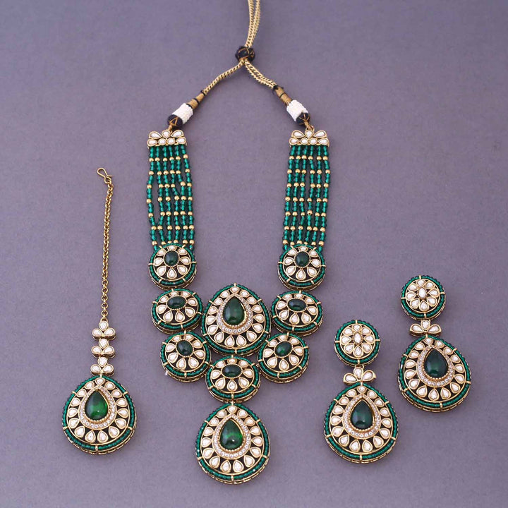 Emerald Aryani Kundan Jewellery Set