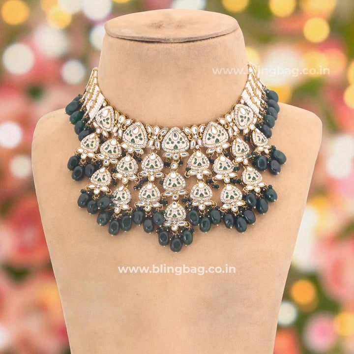 Emerald Ayshana Kundan Jewellery Set