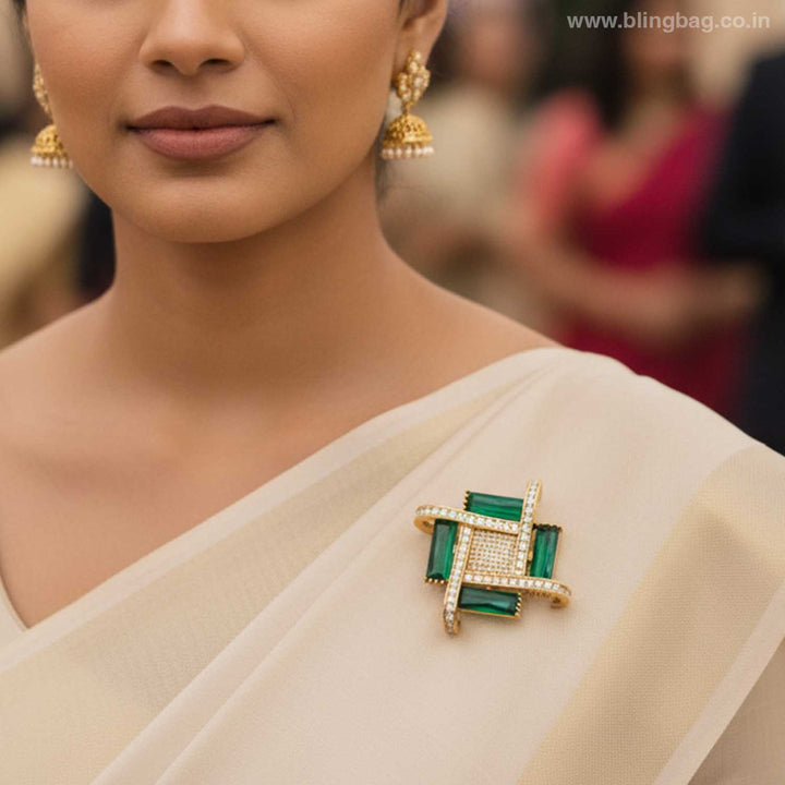 Emerald Baguette Brooch