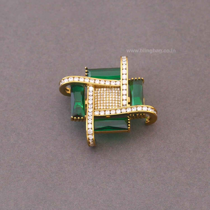 Emerald Baguette Brooch