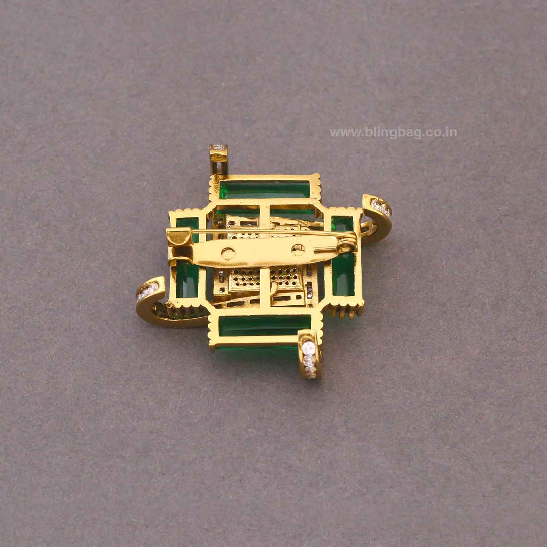 Emerald Baguette Brooch