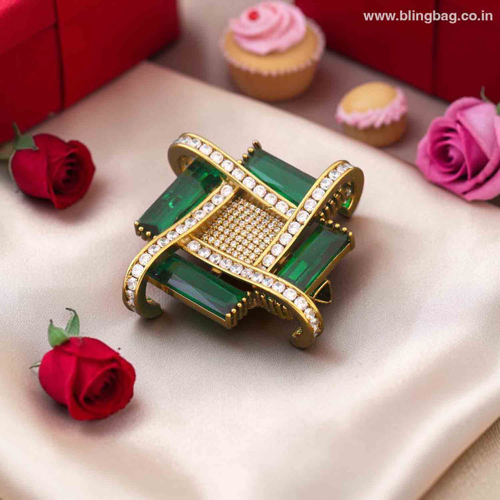 Emerald Baguette Brooch