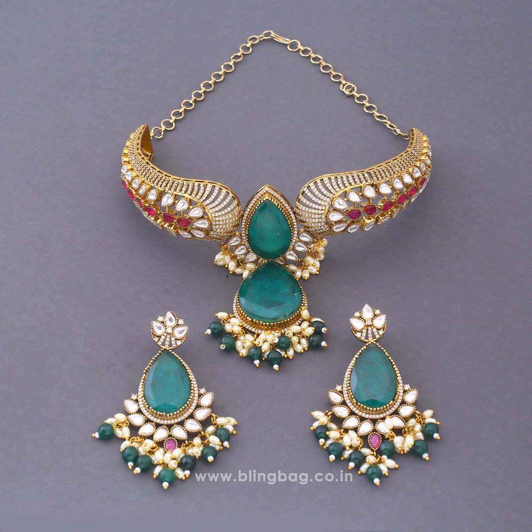Emerald Belanova Hasli Antique Jewellery Set - New Arrival