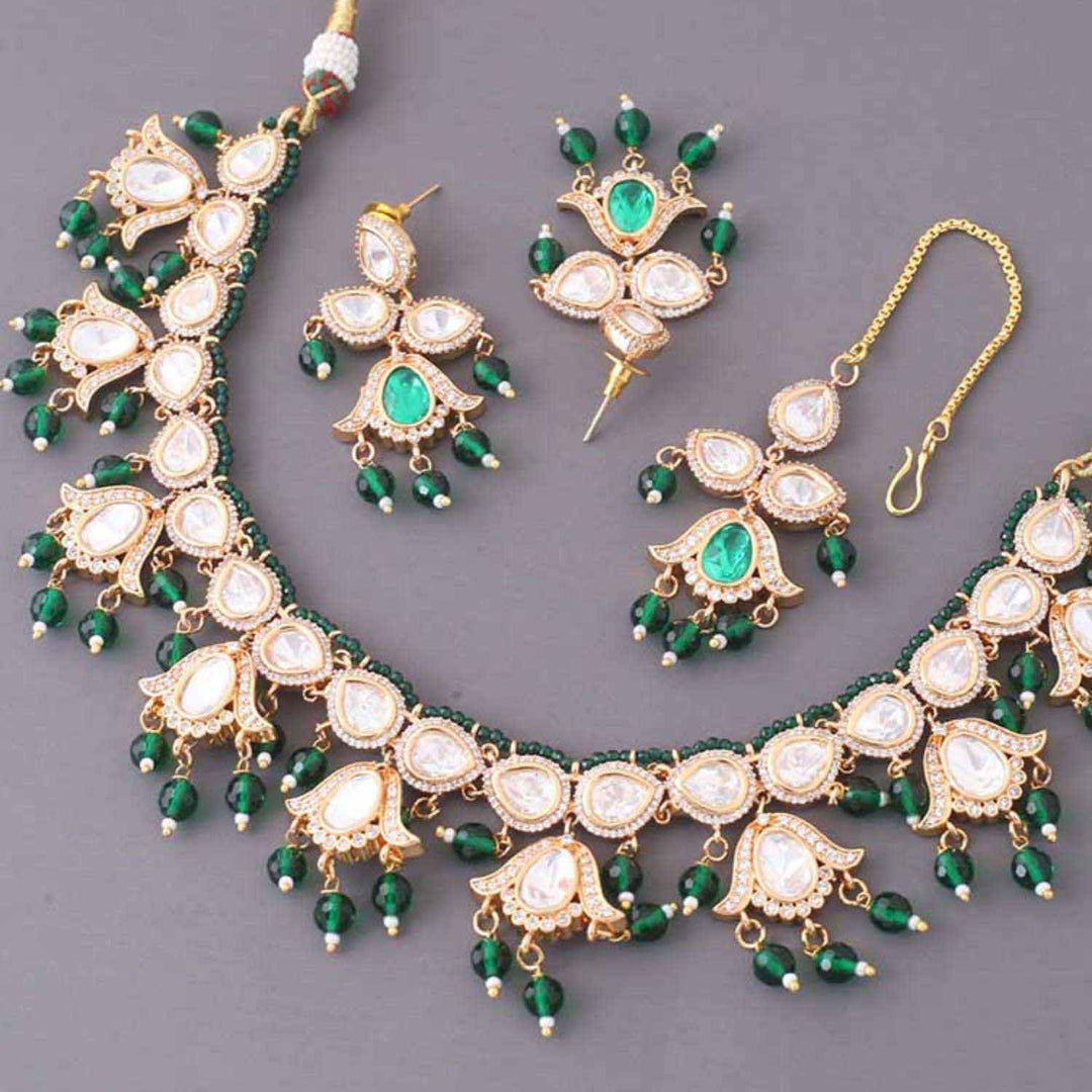 Emerald Bhagyashri Kundan Jewellery Set