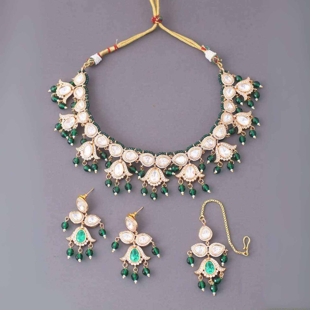 Emerald Bhagyashri Kundan Jewellery Set
